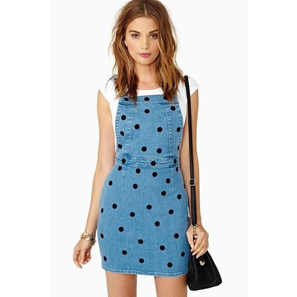 NASTY GIRL SIZE Small WASHED DENIM MINI DUNGAREE DRESS Overall - Picture 1 of 9